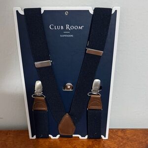 Club Room Men's Dark Suspenders with Silver Clips